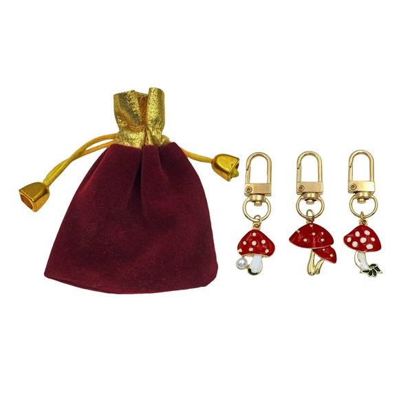 Evenchae Retro Mushroom Keychains - Set of 3, Gift Bag - Picture 2 of 6